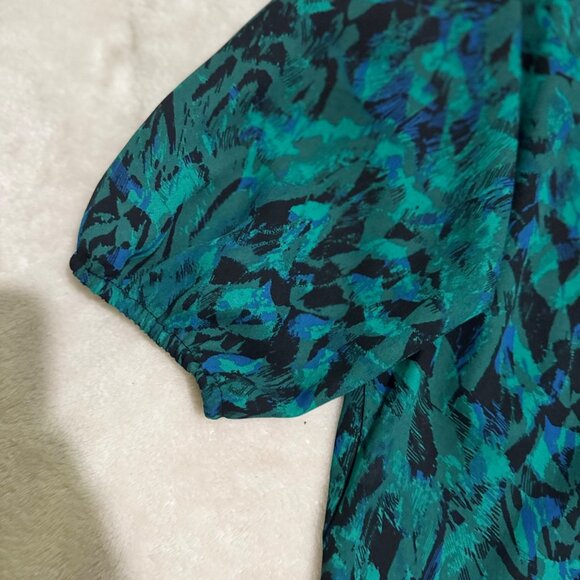 Thalia Sodi Women Printed Keyhole Neck Top Faux Wrap Halter Green Size medium - Picture 11 of 13